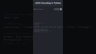 JSON Decoding in Python pythonlearning programming coding python programminglanguage [upl. by Eesyak]