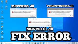 Window 10 Error  VCRUNTIME140dll   MSVCR100dll   MSVCR110dll  Adobe Premiere Pro Error [upl. by Ylebmik]