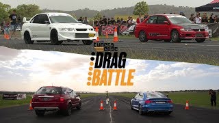 AWD Drag Battle Shootout  Audi RS3 vs Barra Territory vs Monster Evos [upl. by Mcconnell]