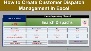 How to Create Customer Dispatch Management System in Excel  Customer Dispatch Management Part1 [upl. by Yadsnil]