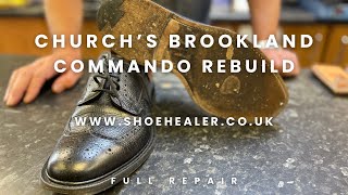 Church’s English Shoes Leather Sole to Commando Resole  Full Shoe Repair [upl. by Slater]