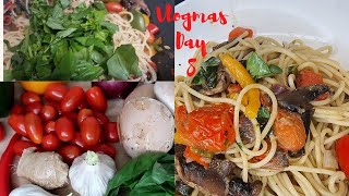 Super quick mushroom basil and spaghetti VLOGMAS DAY 8 [upl. by Enylekcaj96]