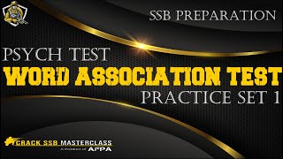 WAT PRACTICE SET1  Word Association Test  SSB PSYCH TEST PREPARATION  CRACKSSBMASTERCLASS [upl. by Ecyned]