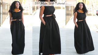 Easy DIY Side Slit Maxi Skirt with Pockets [upl. by Niaz]