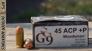 45 ACP for Bear  G9 Defense 45 P Woodsman 165Gr Solid Copper  Jugs Test [upl. by Trinl278]