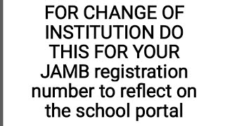 HOW LONG IT TAKES FOR JAMB REGISTRATION NUMBER TO Reflect on the school portal [upl. by Ahseekat]