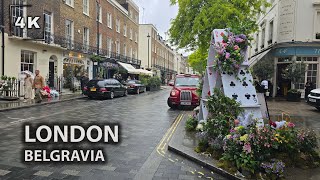 🇬🇧 Belgravia in Bloom Rainy Day Walk in Exclusive London Area  4K HDR [upl. by Barbur231]