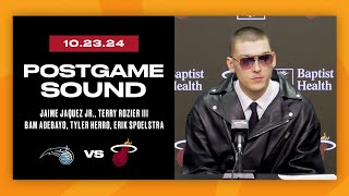 Postgame Interview Jaquez Jr Rozier III Adebayo Herro Spoelstra  Oct 24 2024 [upl. by Esnahc]