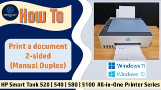 HP Smart Tank 5101520 540 580 585 Printer  Manual Duplex or 2 sided print using Windows driver [upl. by Kelsi]