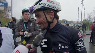 Julian Alaphilippe  Interview à larrivée  Ronde van Vlaanderen  Tour des Flandres 2024 [upl. by Ahsiemak]