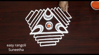 Simple Traditional kolam for Navarathri  How to make daily rangoli design  dot muggulu [upl. by Ubald]