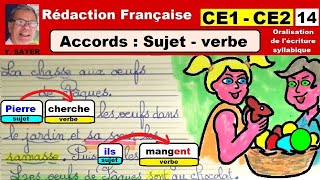 Accords sujet verbe ce1 ce2  Rédaction sur Pâques en français  14 [upl. by Yetac]