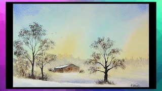 PAINT A STUNNING WINTER LANDSCAPE [upl. by Aneez904]