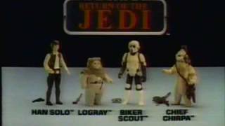 1983 Kenner Return of the Jedi commercial Featuring Han Solo Logray biker scout and Chief Chirpa [upl. by Rather]