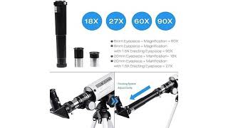 ZHIZUKA Telescope Zoom 90X HD Focus Astronomical Refractor with Portable Tripod Stand telescope [upl. by Nisaj]