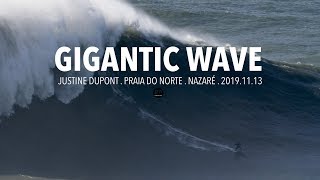 Gigantic Wave Justine Dupont  Nazaré Portugal  20191113 Surf Big Waves 4K [upl. by Emerson]