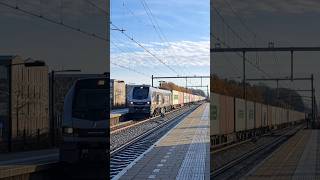 Big beautiful locomotive with freight train and Horn train zug railway züge treinen [upl. by Carli100]