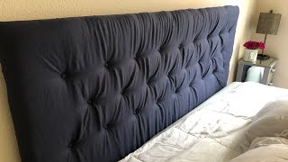 CARDBOARD BOXES TO HEADBOARD  HOW TO MAKE YOUR OWN TUFTED HEADBOARD DIY HEADBOARD [upl. by Whitelaw569]