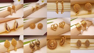 Stud Gold Earrings Designs with Price and Weight  Gold Studs Designs Indhus Jewellery collection [upl. by Reube760]