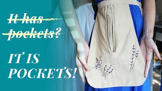 It has pockets NO IT IS POCKETS How to make 18th Century Pockets amp a Stomacher  Simplicity 8162 [upl. by Ariahs]