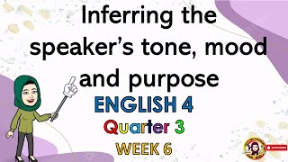 English 4 Quarter 3 Week 6 Inferring the speakers tone mood and purpose [upl. by Christiansen]