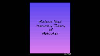 Maslows Need Hierarchy Theory of Motivation [upl. by Mailliwnhoj]