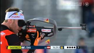 Simon EDER Kontiolahti 2014  Amazing Standing Shooting Biathlon Sprint Men  148 seconds [upl. by Llereg377]