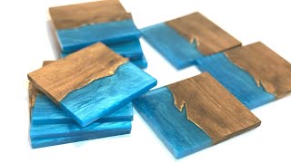 How to Make River Coasters with Epoxy Resin and Wood DIY [upl. by Shakespeare]