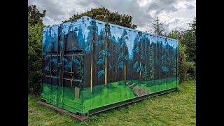 Forest shipping container time lapse painting [upl. by Dunston]