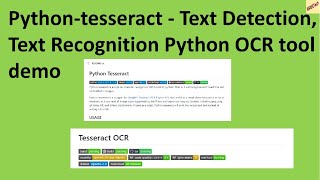 Pythontesseract  Text Detection Text Recognition Python OCR tool demo [upl. by Yanad]