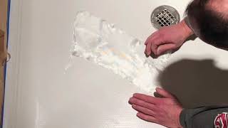 How To Repair A Cracked Shower Base Freedom Finishes Refinishing Products LLC [upl. by Cirtemed]