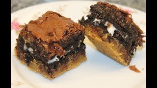 Three Ingredient Triple Decker Brownies – Recipe [upl. by Gaspar]