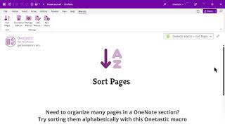 Sort Pages in OneNote [upl. by Netsriik]