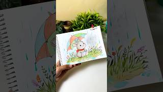 Watercolor painting⛱️🐰 watercolor watercolorpainting painting shorts ytshorts [upl. by Adriaens]