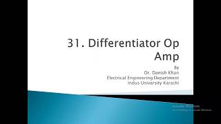 Differentiator Op Amp Derivative Amplifier with solved problem [upl. by Nathaniel494]