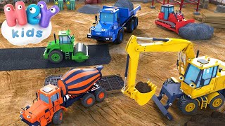 Les engins de chantier dessin animé 🚚 Tractopelle bulldozer grue camion  HeyKids  Comptine bébé [upl. by Macmahon99]