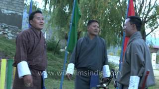 Bhutan Archers singing while playing the national sport [upl. by Kinch]