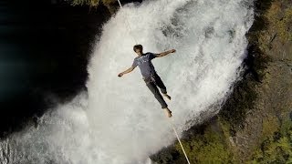 Highlining Sahalie Falls ft Miles and Miles by Kylan Johnson  Extreme Slackline [upl. by Ytinirt]