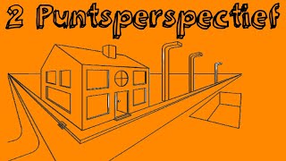 Huis tekenen in het 2 puntsperspectief [upl. by Hersh173]