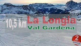 Epic Skiing on La Longia Val Gardenas Longest Ski Runskiing [upl. by Tannie]