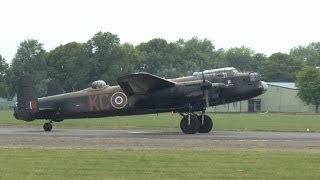 Avro Lancaster take off  propeller tip condensation trails [upl. by Akinot333]