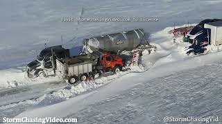 Plows Rescue Stranded Motorists On Interstate 29 Argusville ND  2152023 [upl. by Sivi797]