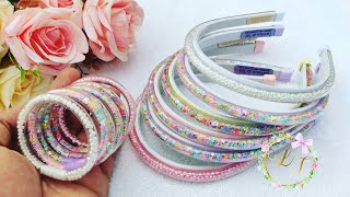 Tiaras e pulseiras com tubo plástico kit lindo e fácil🎀 Tiara e pulseira piscina [upl. by Saddler]