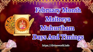 February Maitreya Muhurtham Days and Timings 2023 [upl. by Sanfred]