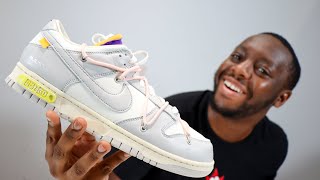 Nike x Off White Dunk Low Lot 24 Sneaker Review QuickSchopes 222 Schopes DM1602 119 Sail Coral [upl. by Nuarb]