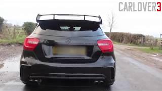 AKRAPOVIC EXHAUST MERCEDES A45 AMG START UP REVS amp LAUNCH [upl. by Lundt]