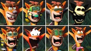 Crash Bandicoot  All Skins amp Costumes N Sane Trilogy [upl. by Eycats422]