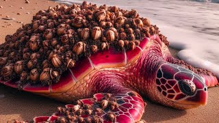 Removing barnacles from sea turtles [upl. by Aianat811]