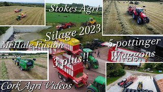 Silage 2023  Stokes Agri  5 pottinger waggons McHale Fusion 3 plus John Deere 3050 [upl. by Keifer335]