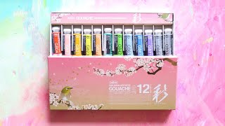 Holbein Idori Gouache Spring Set Swatching amp First Impressions [upl. by Kalindi]